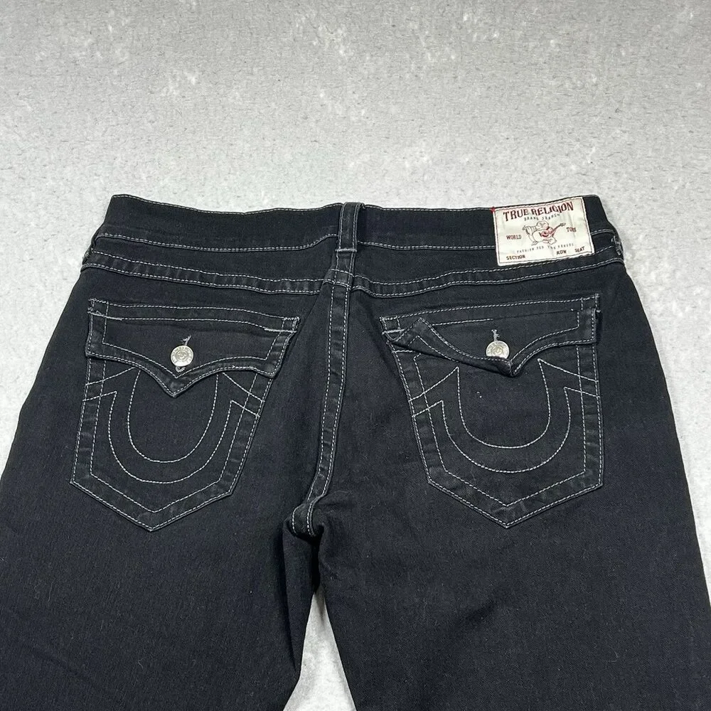 True Religion Jeans Mens Size 35 Black Ricky Straight Jeans Flap Pocket